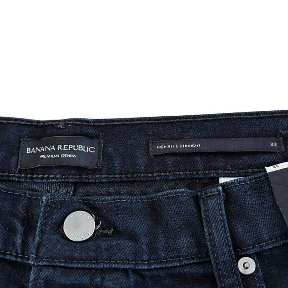 Banana Republic High Rise Straight Ankle Jeans Black Wash Size 33/16 Button Fly - Picture 6 of 8